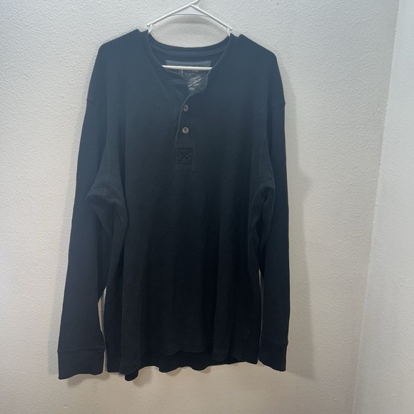 Old Navy Other - Old Navy Black Waffle Knit Henley Thermal Shirt Long Sleeve Y2K Sz XL Grunge